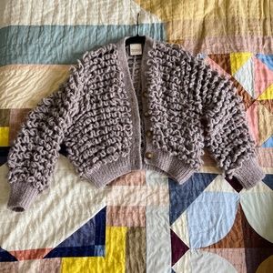 Milena Silvano Crochet Cropped Loop Cardigan